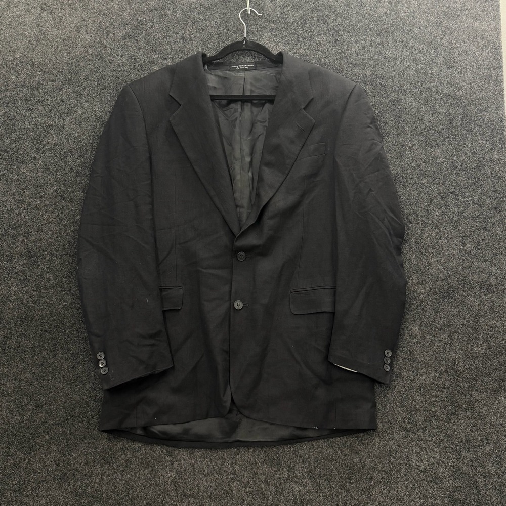 Vintage Christian Aujard Black Linen Blend Blazer Sport Coat 44 Made in Italy